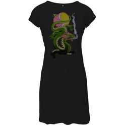 Grateful Dead - Lightning Bolt Dragon SYF Black Juniors Cap Sleeve Dress