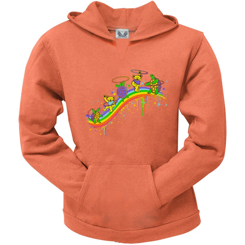 Grateful Dead - Rainbow Hoopers Orange Juniors Torn Neck Hoodie