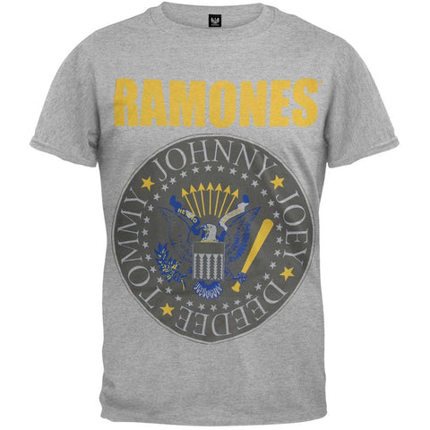 Ramones - Yellow & Blue Seal Tri-Blend Grey T-Shirt