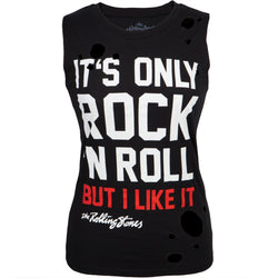 Rolling Stones - It's Only Rock and Roll Juniors Torn Tank Top