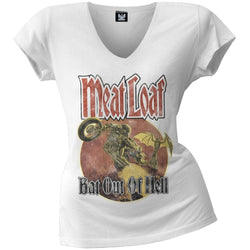 Meatloaf - Bat Out Of Hell Juniors V-Neck T-Shirt