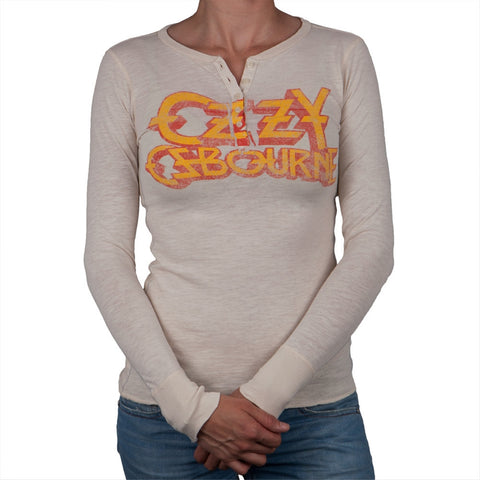 Ozzy Osbourne - Retro Logo Juniors Premium Long Sleeve Henley