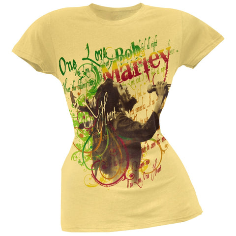 Bob Marley - One Love Lyrics Juniors T-Shirt