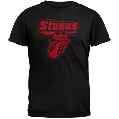 Rolling Stones - Velvety Flocked Print Tongue Logo T-Shirt