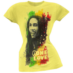 Bob Marley - One Love Portrait Juniors Yellow T-Shirt