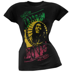 Bob Marley - One Love Face Circle Stamp Juniors T-Shirt